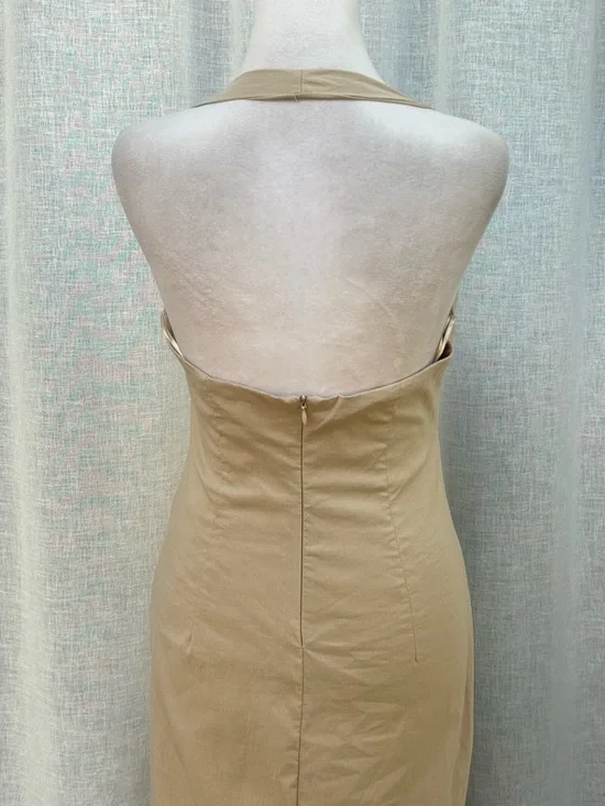 Zara tan v neck halter open back sheath dress - Picture 8 of 13